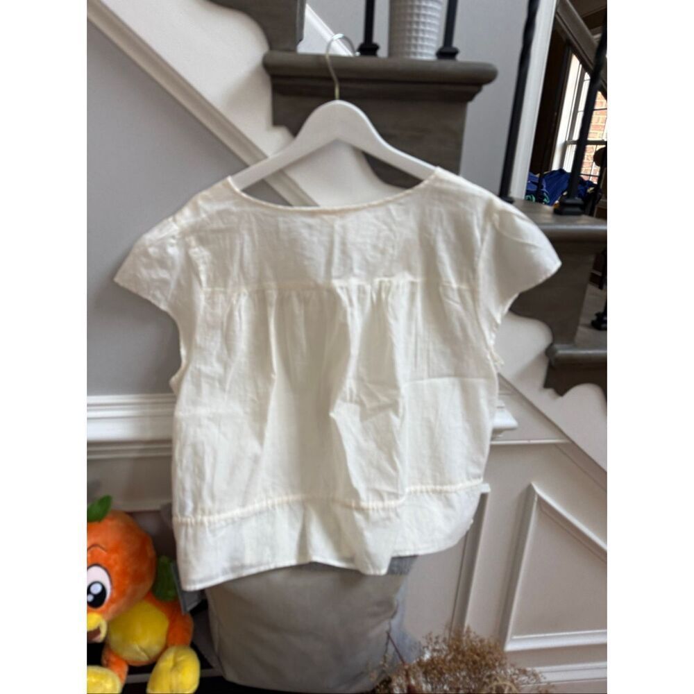 Lucky Brand Ivory Embroidery & Lace Feminine Coquet Tue Waist S/S Blouse sz XXL - Picture 6 of 8